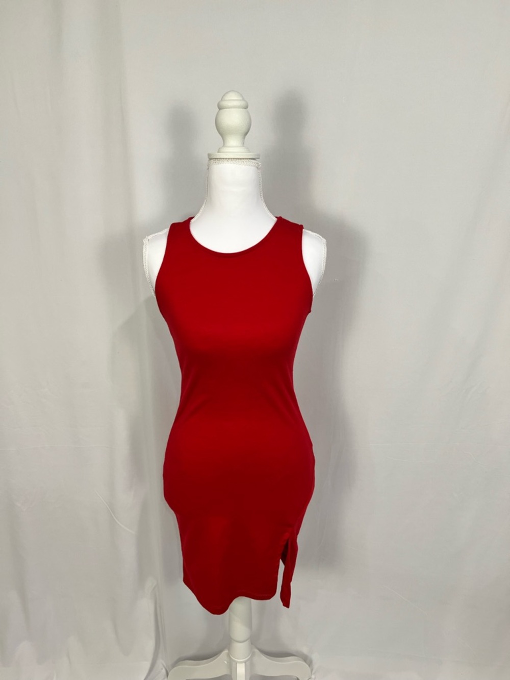 Sparkle & Fade Red Sleeveless Bodycon Mini Dress with Side Slit